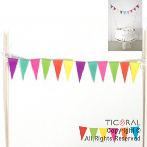 MINI BANDERIN MULTICOLOR PARA DECORACION TORTA 31cm x 20 cm HS7284 X 1